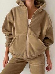 women's hooded sweatshirt sports casual suit two piece set - 808Lush