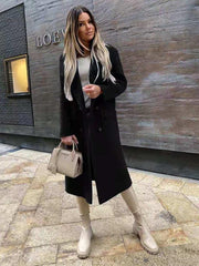 women's long sleeve suit collar double breasted woolen coat coat - 808Lush