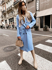 women's long sleeve suit collar double breasted woolen coat coat - 808Lush