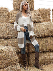 women's long stitched long sleeve knitted sweater coat - 808Lush