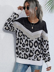 women's loose European and American mid-length round neck knitted sweater - 808Lush