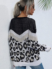 women's loose European and American mid-length round neck knitted sweater - 808Lush