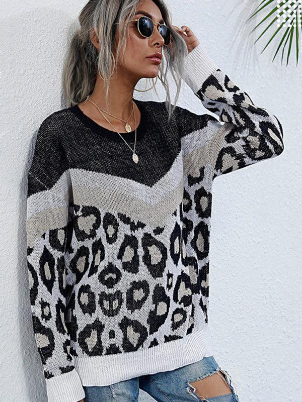 women's loose European and American mid-length round neck knitted sweater - 808Lush