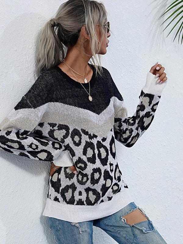 women's loose European and American mid-length round neck knitted sweater - 808Lush