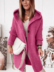 women's loose hooded sweater cardigan sweater - 808Lush