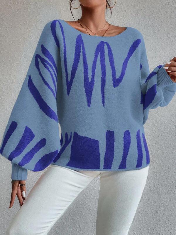 women's loose pullover lantern sleeve sweater - 808Lush