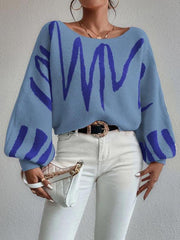 women's loose pullover lantern sleeve sweater - 808Lush