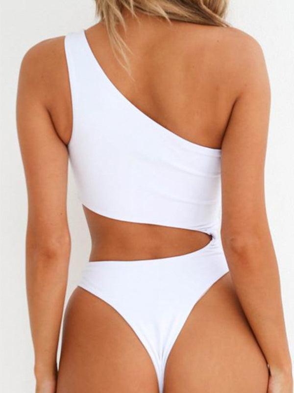 women's sexy bikini sloping shoulder one piece swimsuit - 808Lush